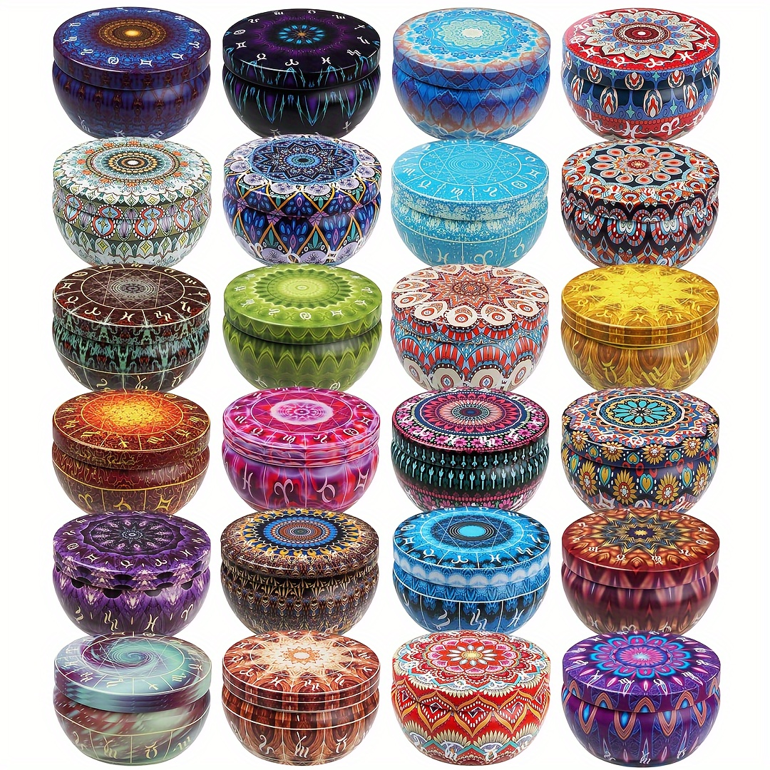 Candle Supplies Jars - 12pcs Premium Floral Printed Candle Tins